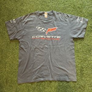 Vintage Corvette Racing Men’s XL T Shirt Gray Big Logo 00’s Mobil 1 Michelin